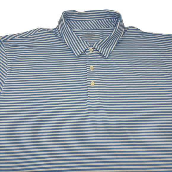 Vineyard Vines 2XL Blue White Striped Short Sleeve Golf Polo Shirt - Picture 1 of 8